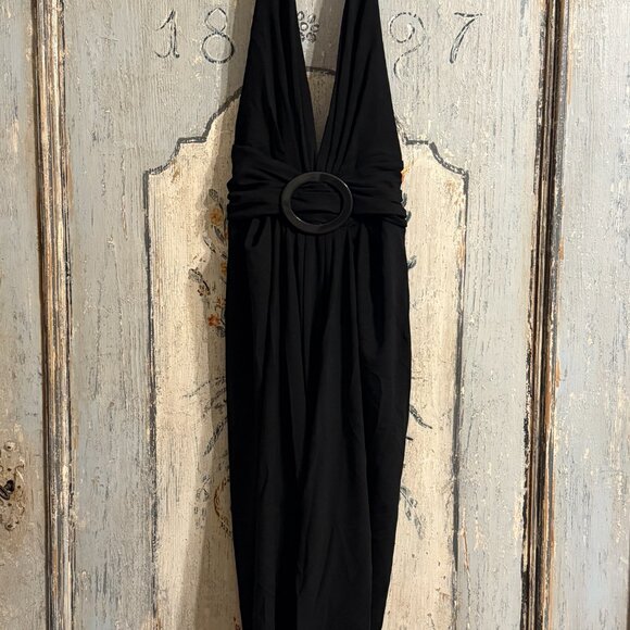 Michael Kors Black Halter Plunging neck Cocktail Dress  Fall 2008 Italy Sz 6 NWT - Picture 9 of 16